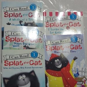 Scholastic Splat the Cat I Can Read Series - Red and Blue Covers, 5 Books